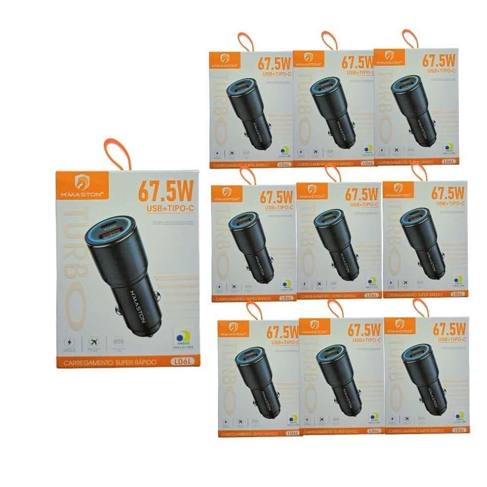 Kit 10 Carregador Veicular Turbo Pd25w+qc3.0 20w H`maston