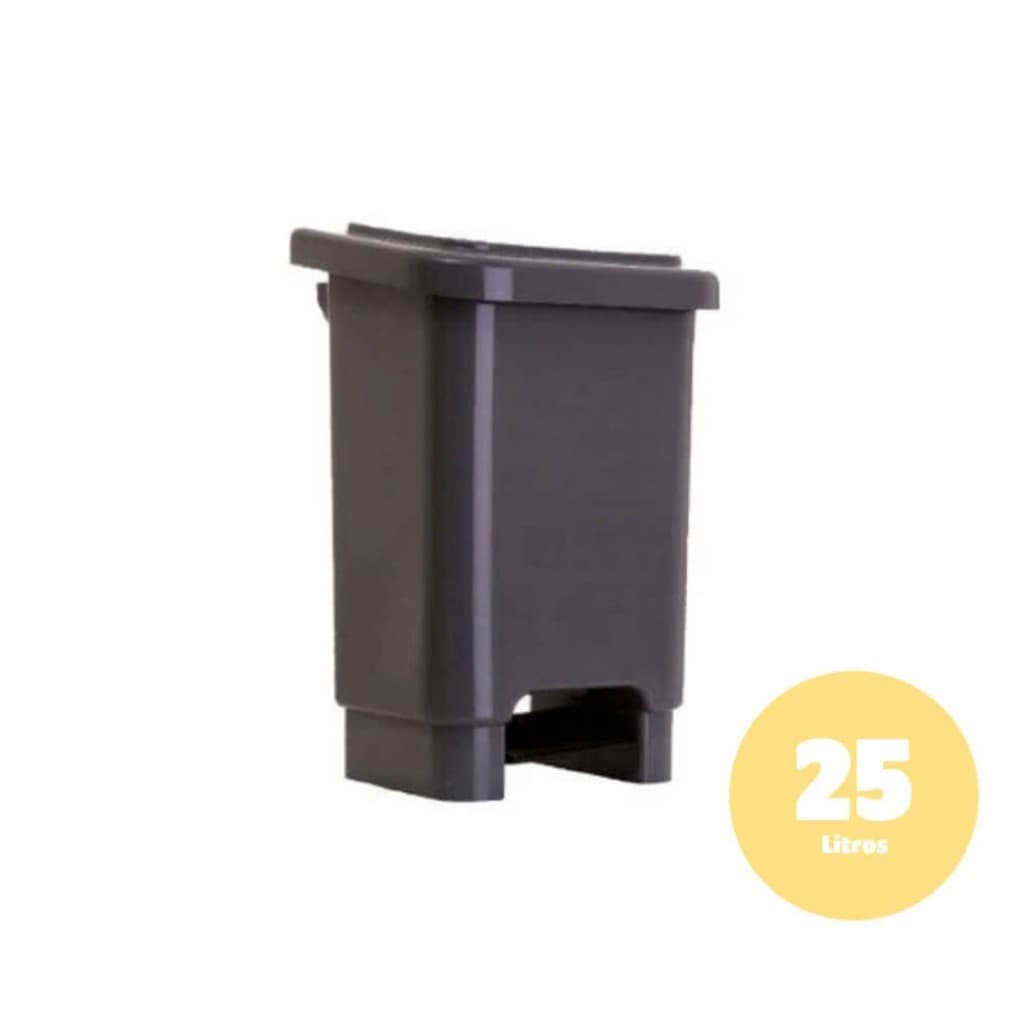 Lixeira Profissional Com Tampa E Pedal Haste Metálica 25 Lts Cor Preto