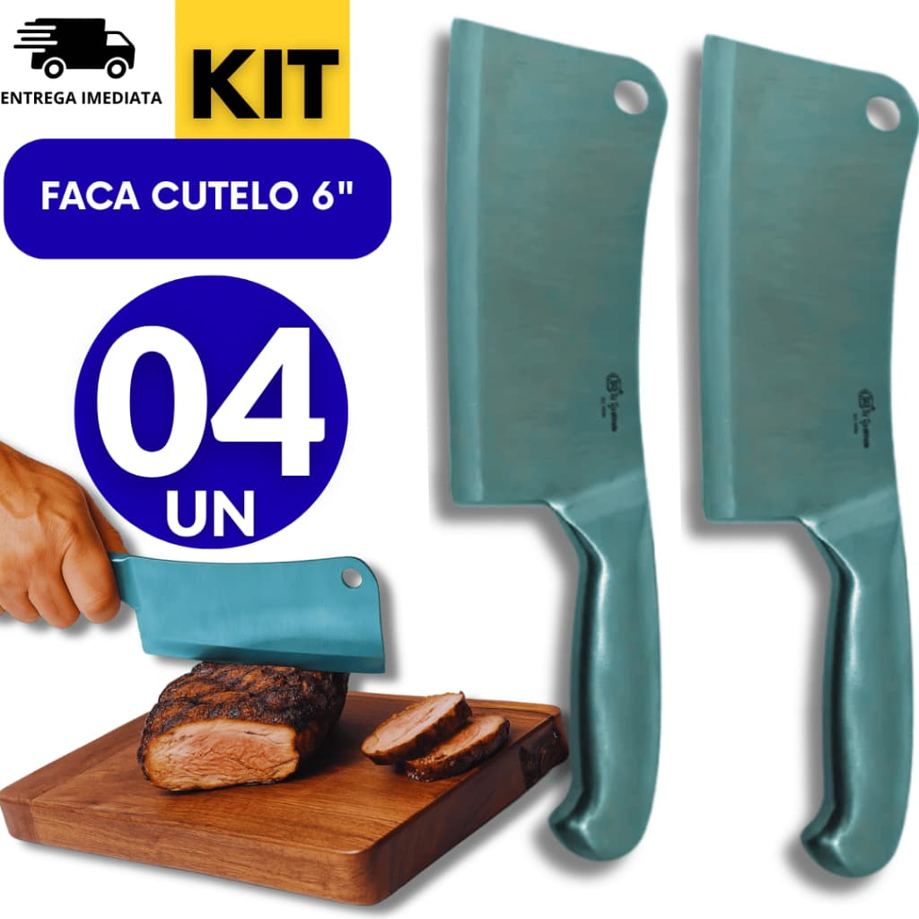 Faca Cutelo Profissional Inox 6 Polegadas Machadinha Corta Osso Açougue Churrasco Cozinha Chef