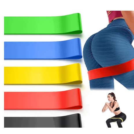 Kit 5 Mini Band Elástico Exercício Academia Treino em Casa Faixas Elásticas de Tensão Muscular para Treino