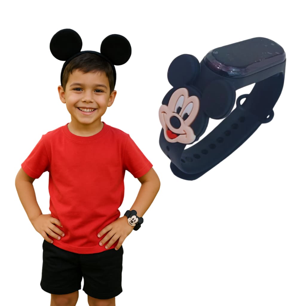 Relogio Infantil Digital Led Menino Mickey Data & Hora