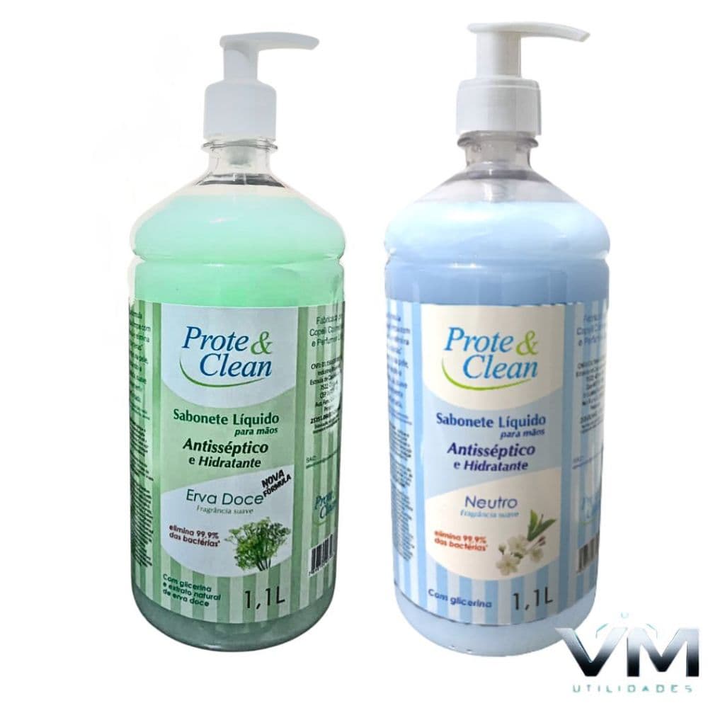 Kit 2 Sabonetes Líquidos Antisséptico e Hidratante Prote Clean 1,1 Litro