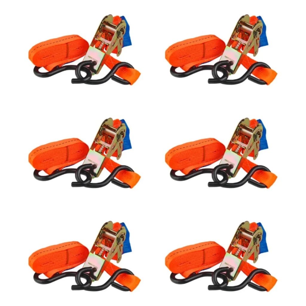 Kit 6 Cinta De Amarração C/ Catraca P/ Moto 3m 0,8t Robustec Cor Laranja