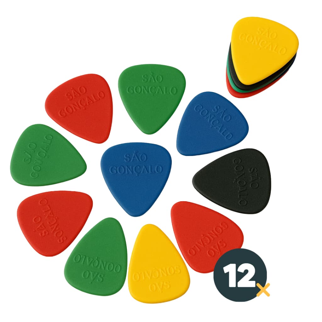 12 Palhetas São Gonçalo 0.53mm Fina Izzo Guitarra Violao Cavaquinho Baixo