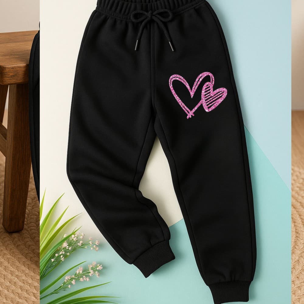 Calça Moletom Infantil Dual Coraçoes Estampado Unissex Flanelado