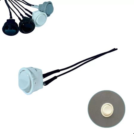 Interruptor Embutir Para Móveis Redondo Simples 10a Bolinha Botão Branco Preto Cinza Marrom 2 Pinos