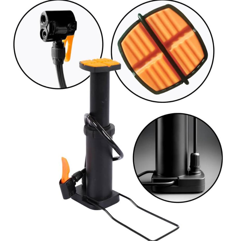 Bomba de Ar Manual Com 3 Bico Adaptador Multiuso Pneu Colchão e Outros Infláveis