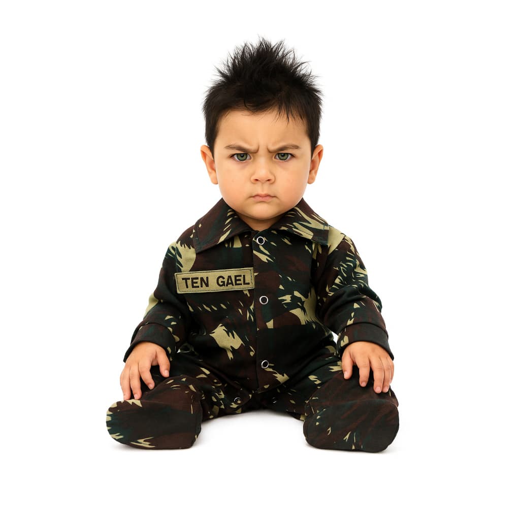 Macacão Camuflado Personalizado Para Bebê