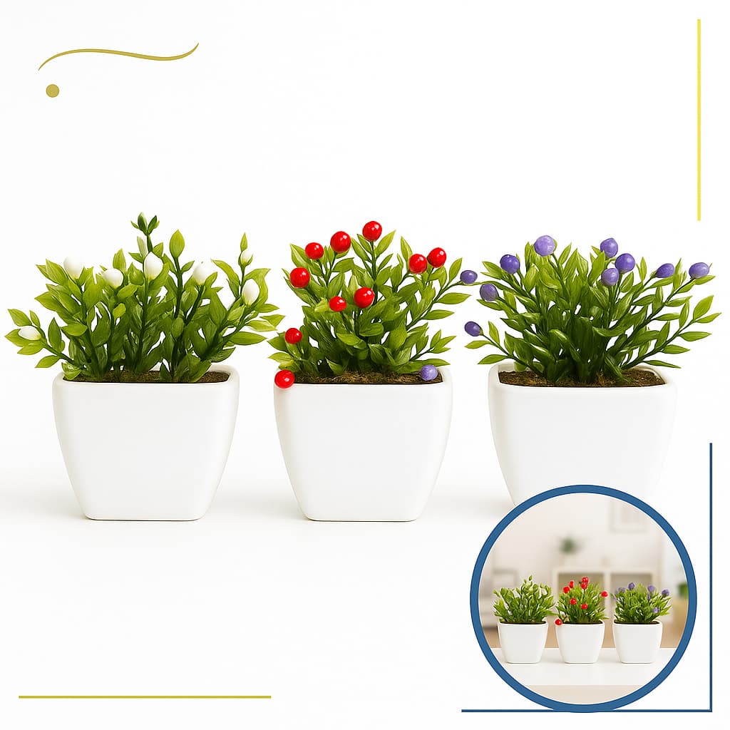Kit  3 Mini Vasinho Vaso Decorativo  Para Casa Planta Artificial Arranjo Decoração