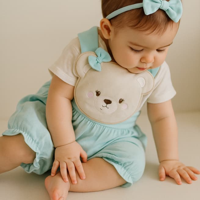 Conjunto Jardineira + Body Romper Macacão Bebê Infantil Menina Algodão Preço Especial