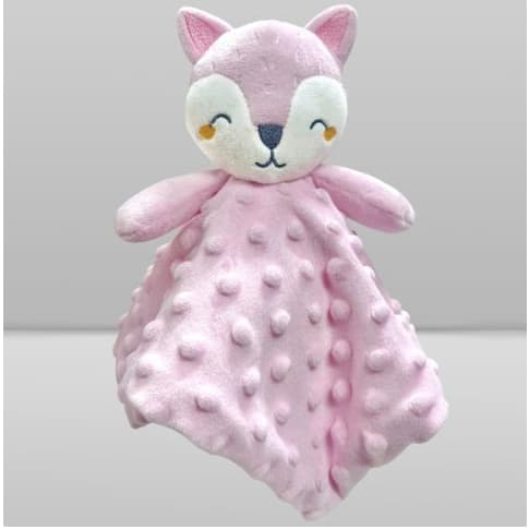 Minha Primeira Naninha de Raposa – Laço Bebê - Aconchego e Segurança para o Bebê, disponível nas cores Rosa e Azul