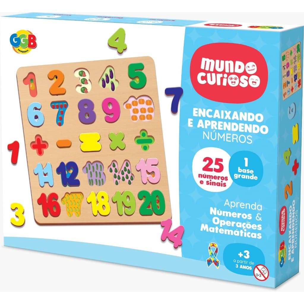 Brinquedo Educativo Infantil Encaixando e Aprendendo os Números GGB - Encaixar Números Pedagógico