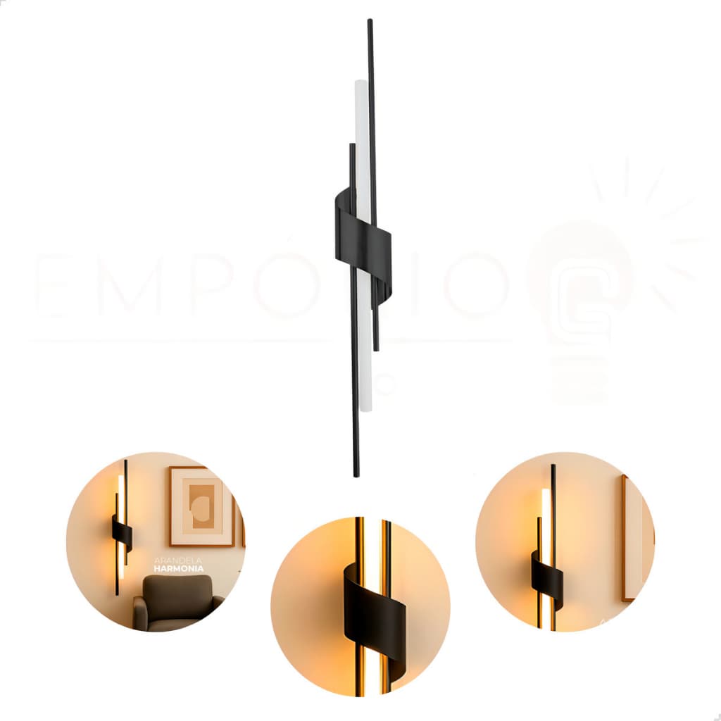 Arandela Luminária De Parede Espiral Harmonia 12w Branco Quente 3000k Dourada Ou Preta Bivolt
