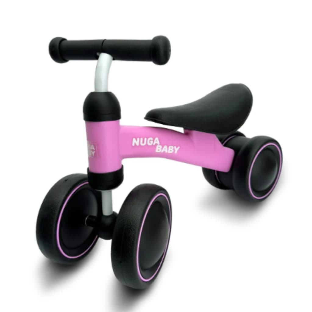 Bicicleta Infantil Educativa Segura de Equilíbrio e Desenvolvimento Nuga Baby 4 Rodas cor Rosa