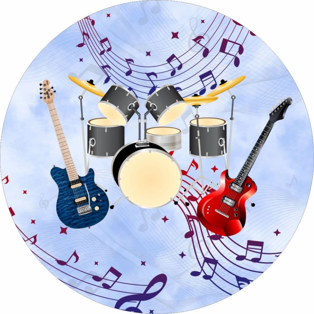 Painel Lona Redondo Tema Instrumentos Musicais Infantil