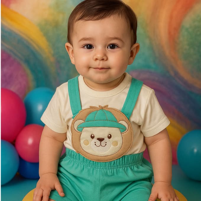 Conjunto Macacão Jardineira + Body Menino Bebê Romper Masculino Infantil Baby Macio