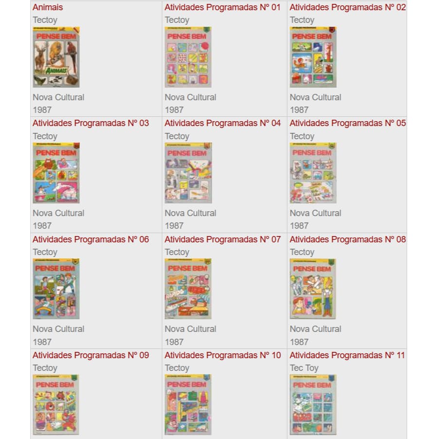 55 Livros Digitalizados de Atividades para o Brinquedo Pense bem Tectoy