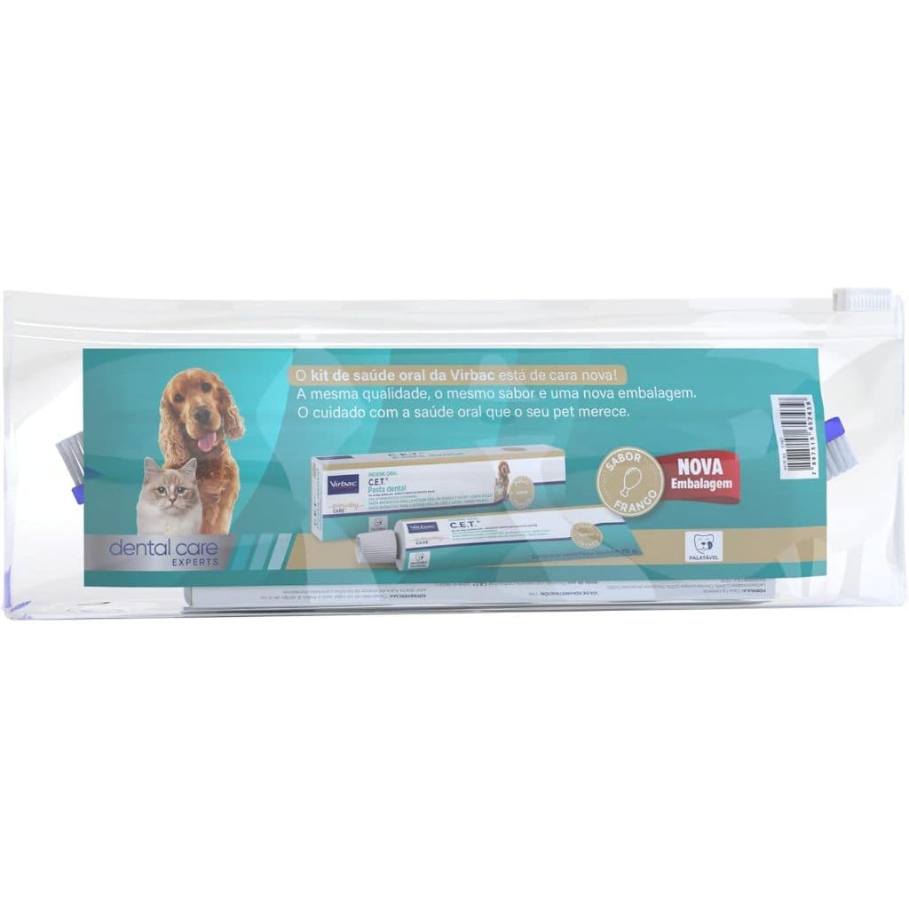 Kit Saúde Oral Virbac Sabor Frango (Necessaire + Pasta + Escova)