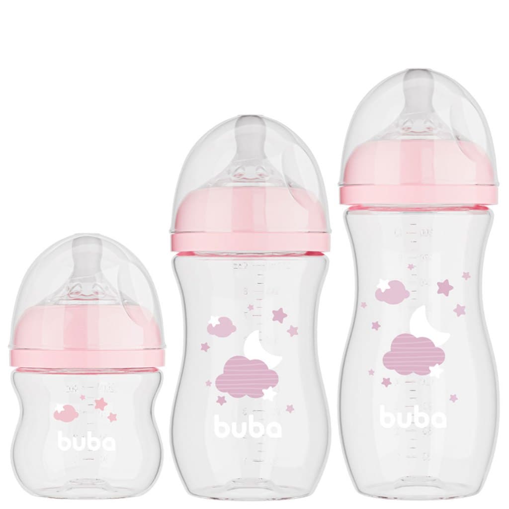 Kit 3 Mamadeiras Easy Flow 120 270 330 ML Evita Vazamentos Sucção Natural Fácil Limpar Buba