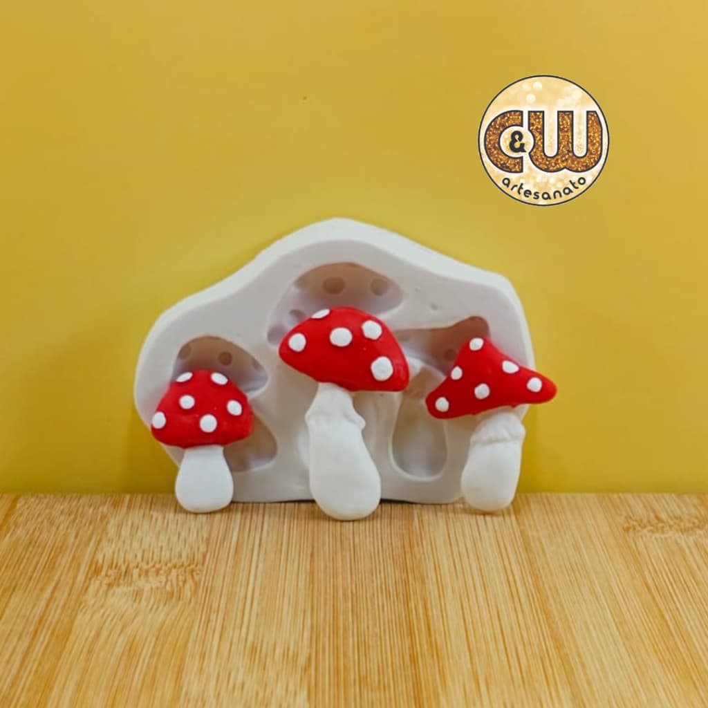 Molde Silicone Cogumelo c/3 Confeitaria e Artesanato - Festa