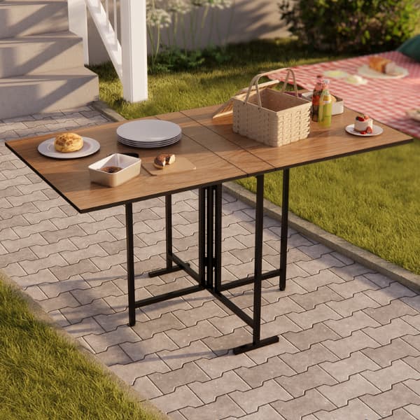 Mesa de Piquenique Jantar Dobrável 6 Lugares Moderna Industrial