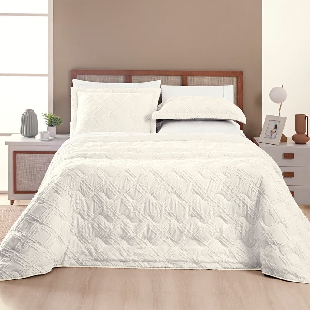 Cobre Leito 300 Fios Aveline Cobre Leito  De Casal Luxo Dupla Face Com Porta Travesseiros