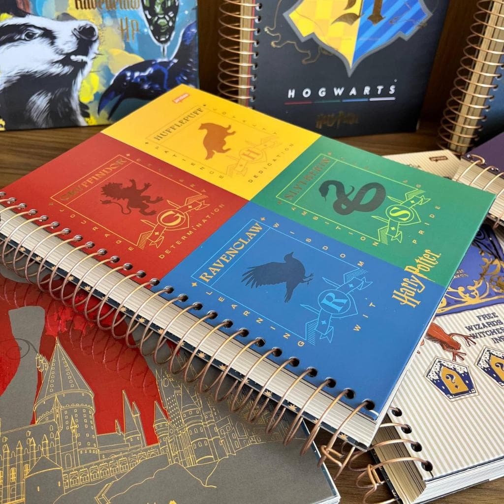 Caderno Universitário Espiral Harry Potter com Figurinhas 10, 15 e 20 matérias com Várias Capas