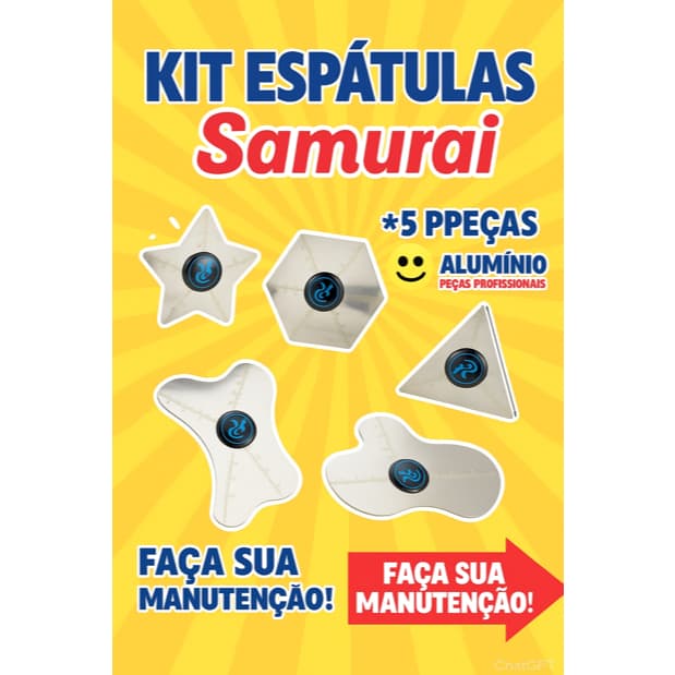 Kit Espátula Samurai Aço Inox p/ Manutenção Celular