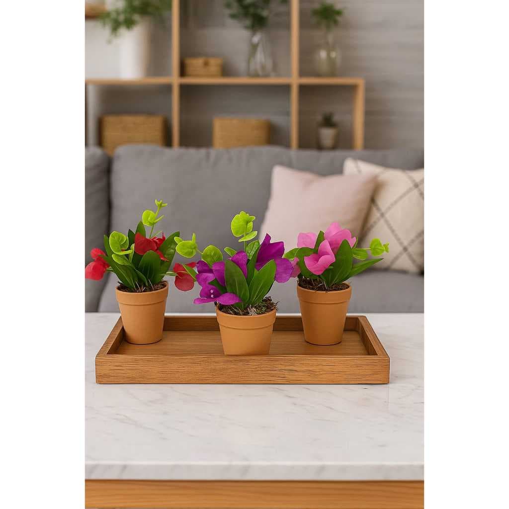 Mini Vaso Decorativo com Flor Primavera Artificial Realista