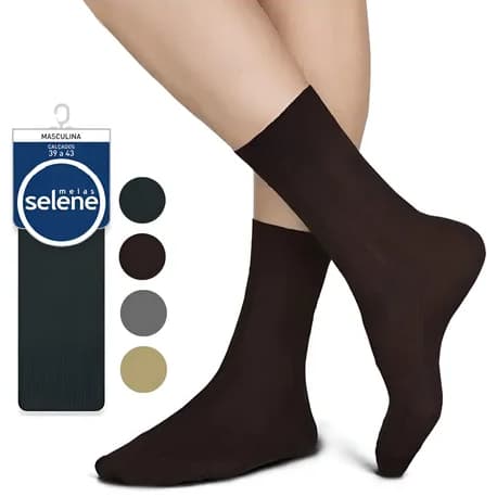 Kit 3 pares Meia Social Selene Masculina - Poliamida 3030