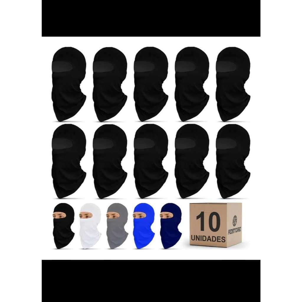 KIT 10 BALACLAVA TOUCA NINJA PROTEÇÃO P/ FRIO E CALOR E COSTURA REFORÇADA P/ MOTOBOY CICLISTA PESCARIA E TRILHAS