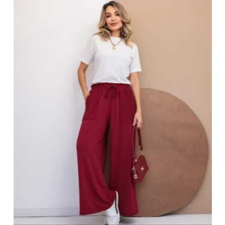 Calça Pantalona Feminina Moletinho Premium Plus Size