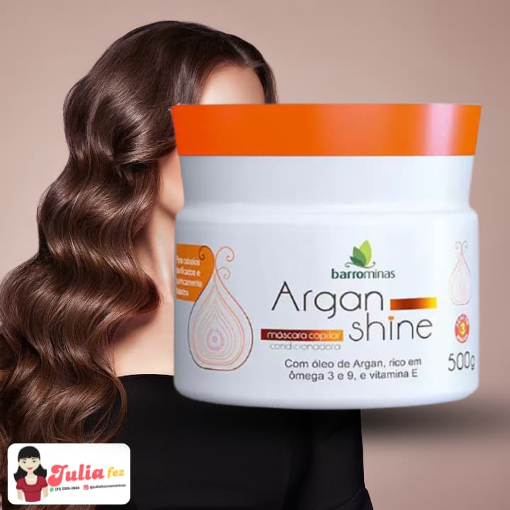 Mascara Capilar Barrominas Argan Shine, Vitaminas E e Com Ômega 3 e 9 pH4,0 500g