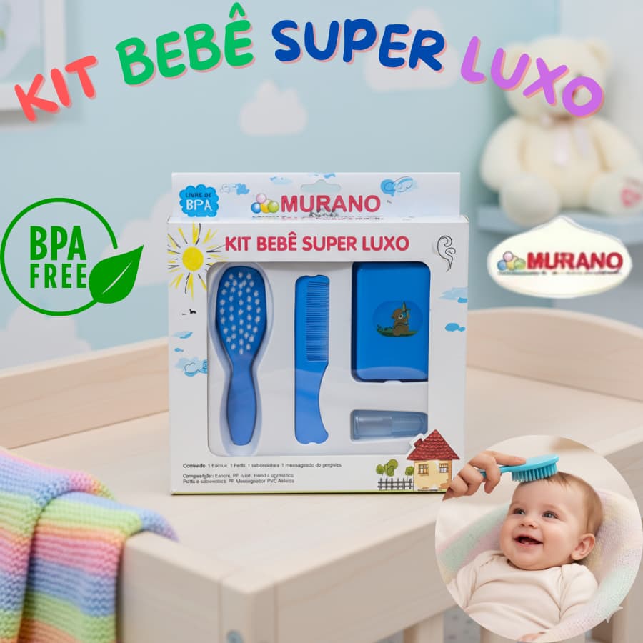 Kit 1-5 Bebê Super Luxo Murano Infantil Recém-Nascido | Azul e Rosa REF 213  ALTO