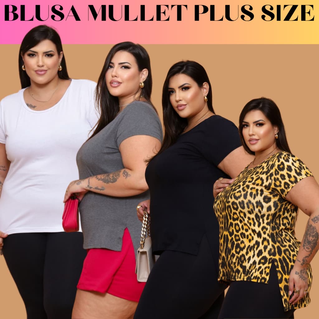 Blusa Feminina pra treinar Mullet Plus Size fitness Tshirt alongada tapa bumbum verão academia moda plus size sise