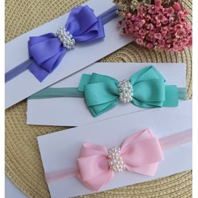 Faixinha de bebê/ RN. Tiara luxo para bebê bordada/Laço infantil