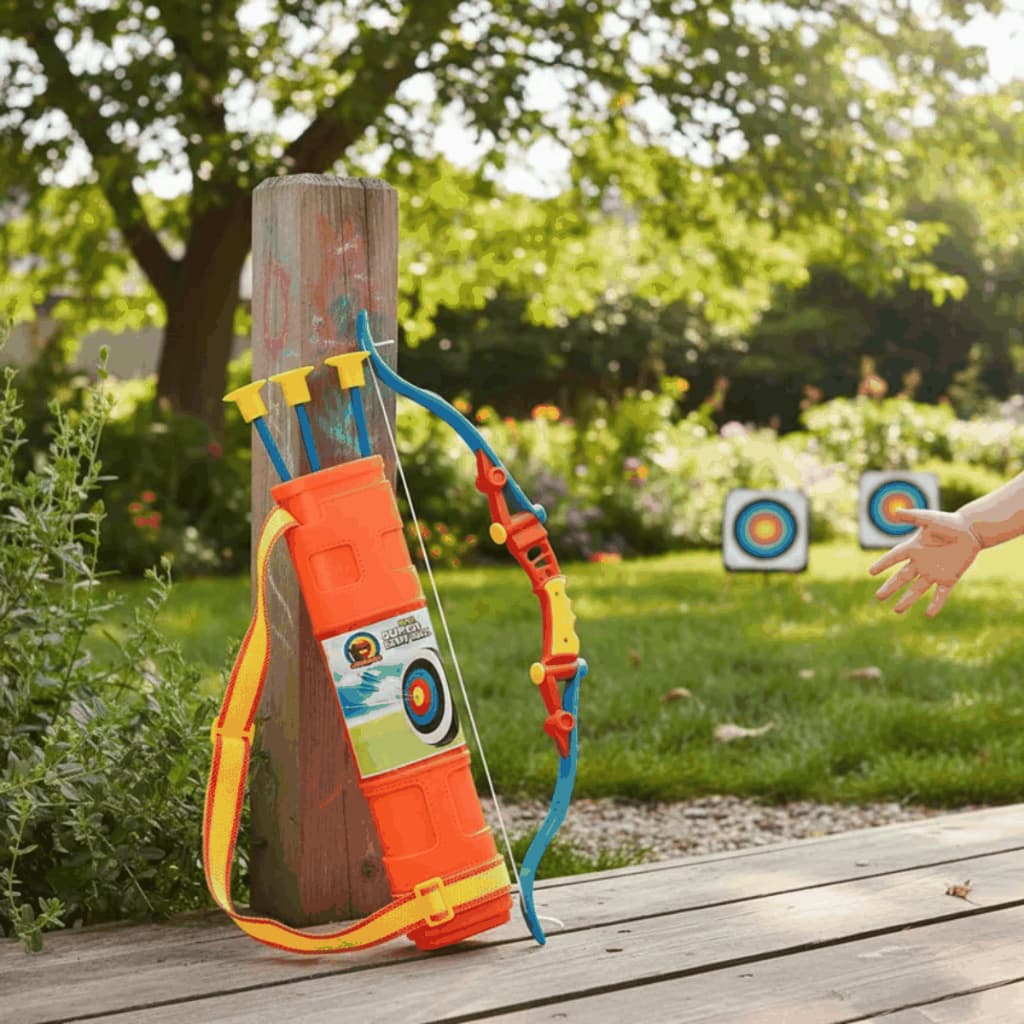 Arco Flecha Infantil C/ Bolsa Aljava Lançador De Dardos Com Ventosa Brinquedo