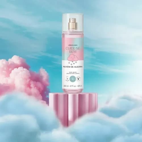 Body Splash Nuvem de Alegria Cuide-se Bem – Para uma sensação de banho que dura por mais tempo.