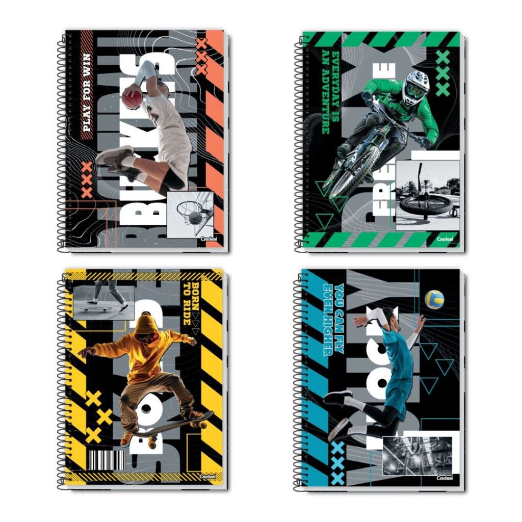 Caderno PEQUENO 1/4 - Capa Dura - 200 Folhas - Performance Esportes - Credeal