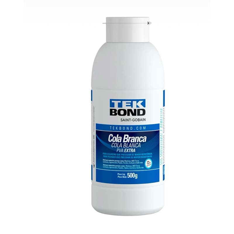 Cola Branca PVA Extra Tekbond 500g/1kg Artesanato, Marcenaria, laminados, papel e papelão