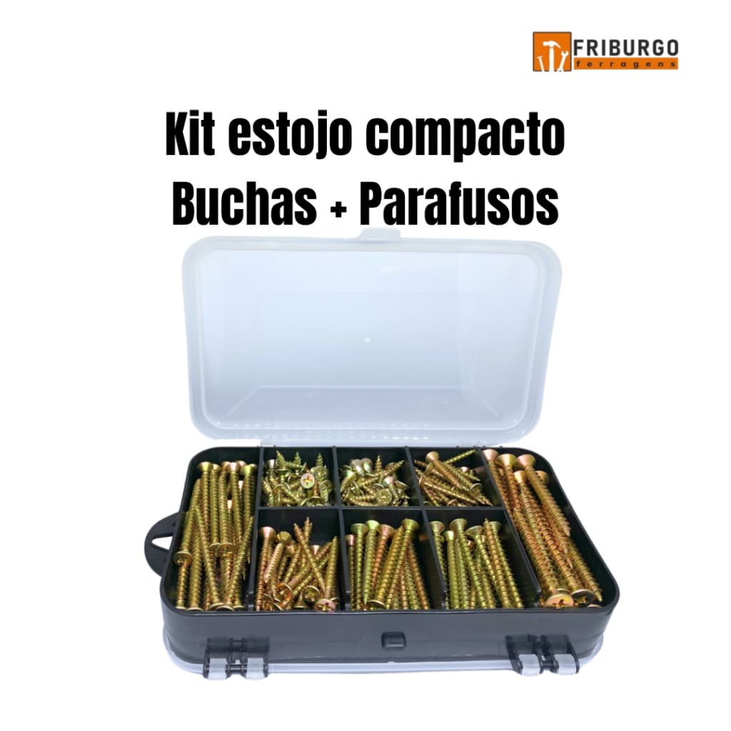 Kit Combo 200 pçs Parafusos Chipboard Philips Buchas com ou sem Maleta Cx estojo organizador