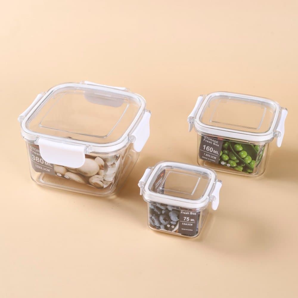 Potes Herméticos Quadrado Kit com 3 Super Vedação Mantimentos Organizador Cozinha