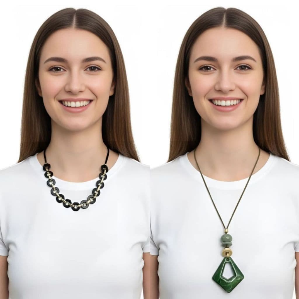 Kit 8 Colares Femininos Resina Artesanal Miusa Leve e Moderno Cores Variadas