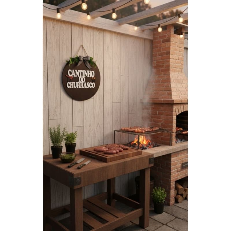 Placa Decorativa Cantinho do Churrasco Gourmet em MDF 3D - Presente Pai, Amigo, Espaço Churrasqueira