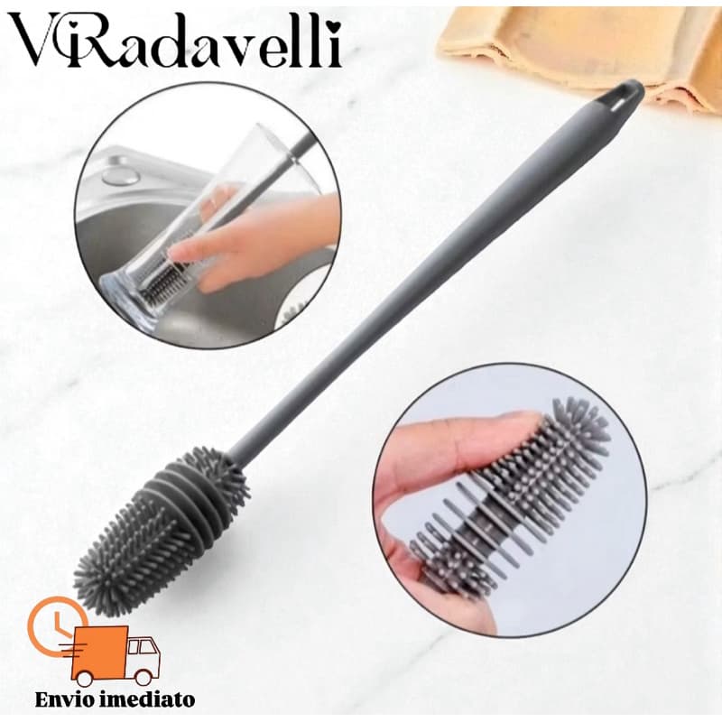 Escova De Silicone Para Lavar Garrafa Mamadeira Copo Taça Ou Banheiro Em Casa Cozinha Limpeza Multiuso Com Cabo