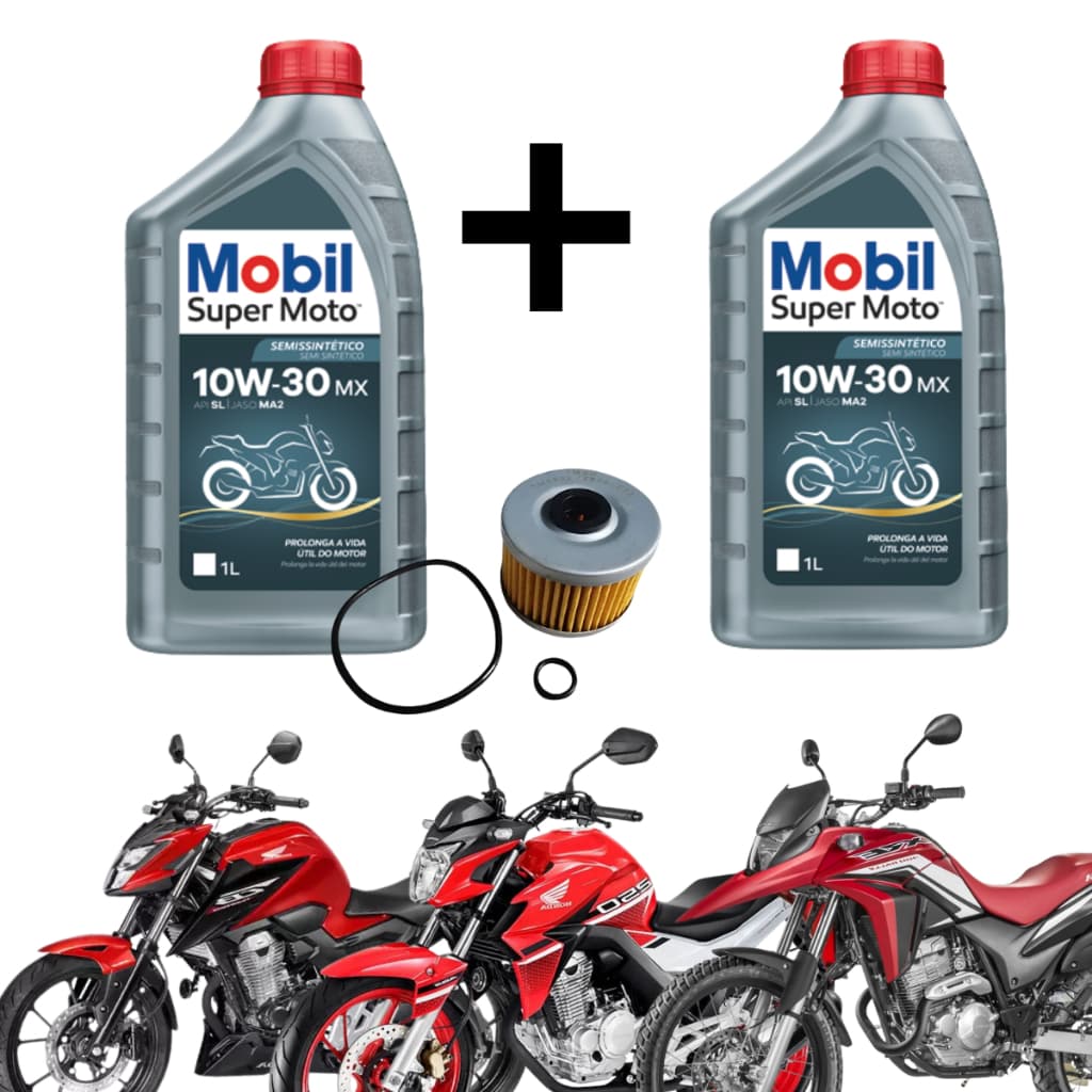 Troca De Oleo Cb 250f Cb 300f Xre 300 2 Litros Mobil 10w30 + Filtro De Oleo Promoçao