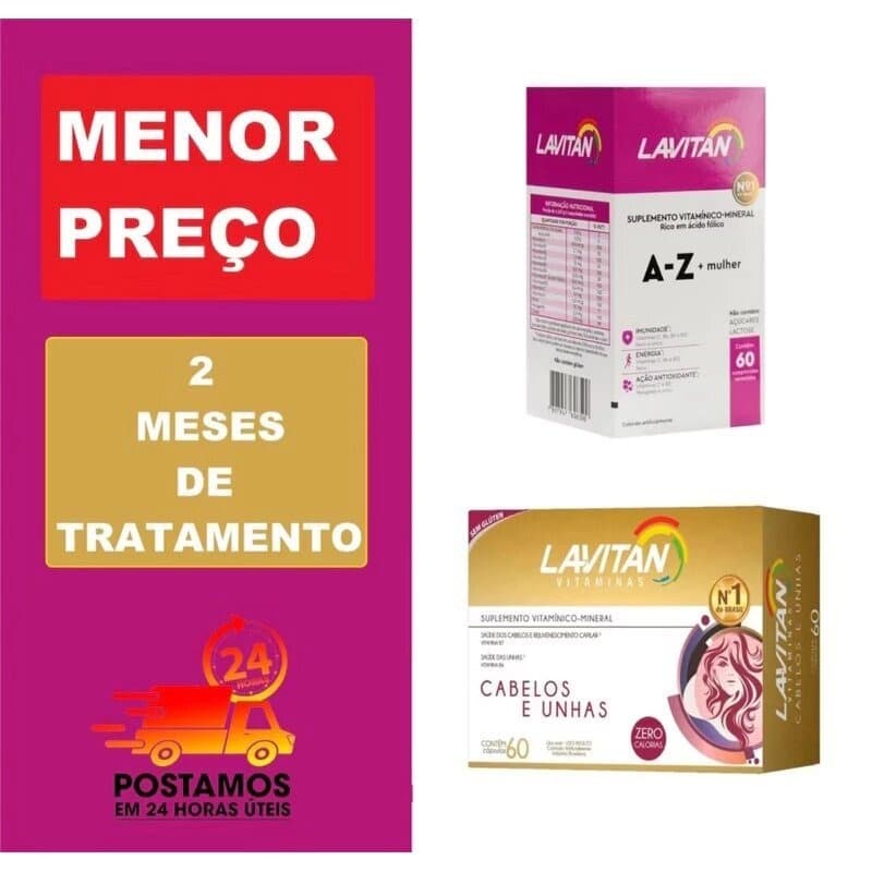 Kit vitamina a para Mulher 1 Lavitan Hair 60 Cps + 1 Lavitan A - Z Mulher 60 Cps