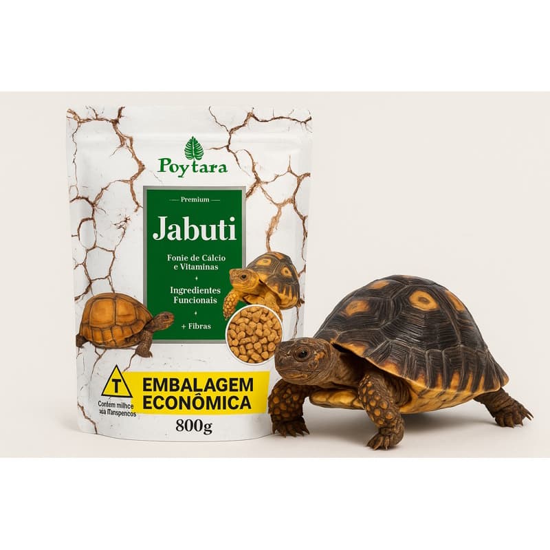 Ração Poytara Jabuti Tartaruga Adulto 800g EMBALAGEM ECONÔMICA.