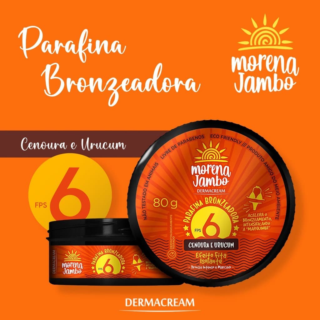 Parafina Bronzeadora Morena Jambo Cenoura e Urucum FPS 6 – 80g Dermacream