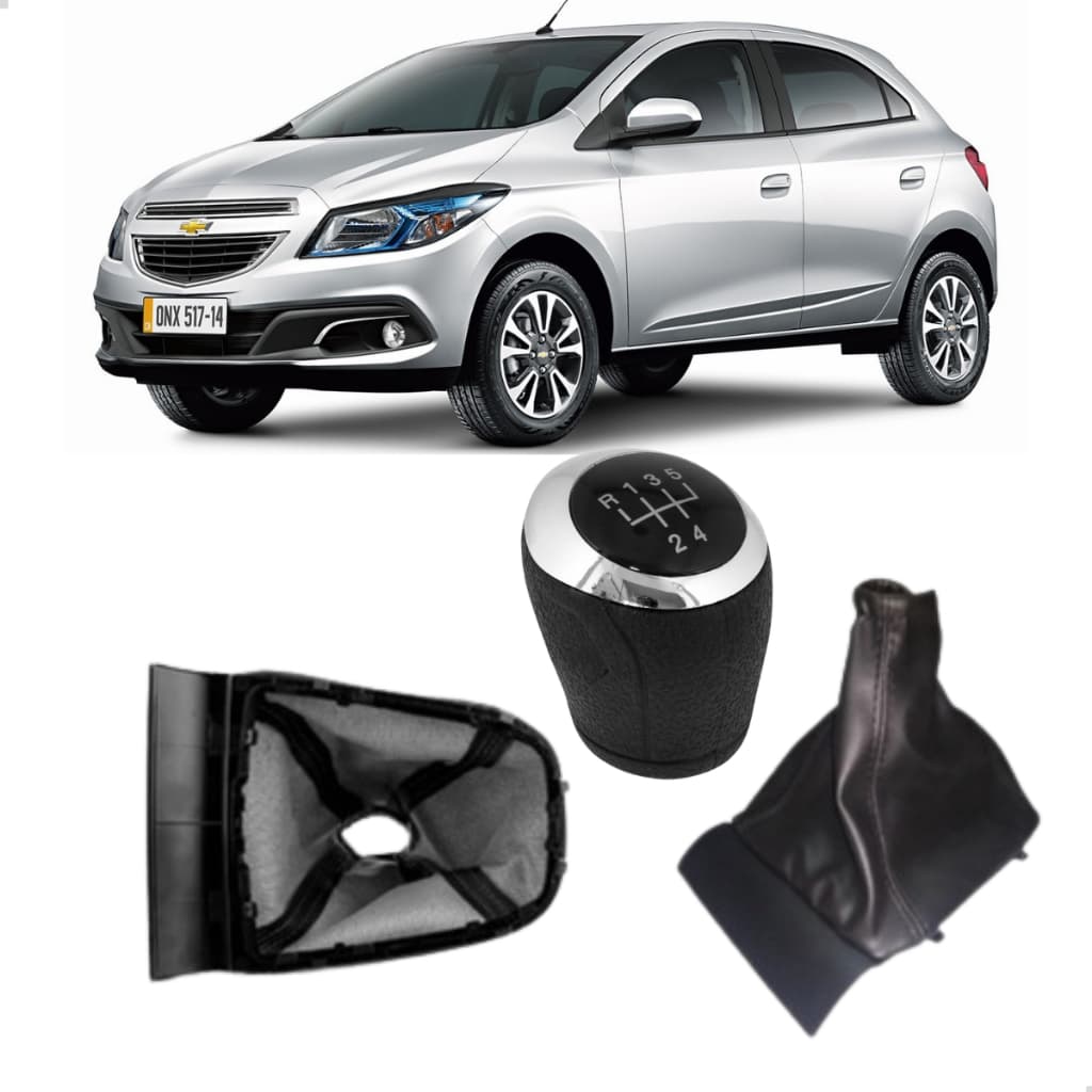 Kit Coifa de Câmbio + Manopla Bola 5 Marchas GM Chevrolet Onix 2013 a 2019
